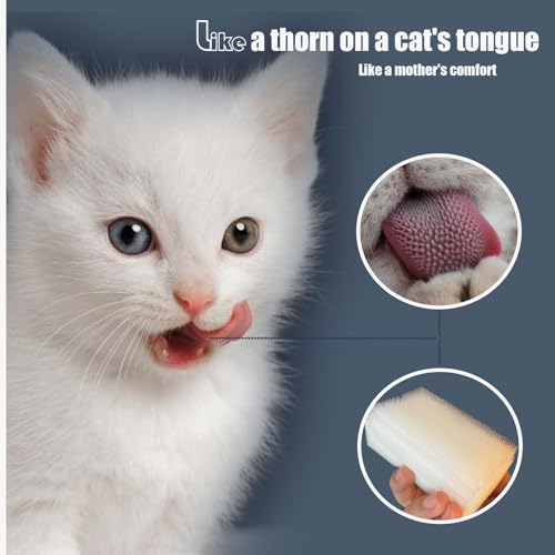 2PC Soft Cat Brush for Grooming - Gentle Cat Tongue Brush with1300+Barbed Serrations, Brushes for Sensitive Cats-Lightweight, gentle, Perfect for Daily Grooming&Enhancing Bonding (blue) - color: blue