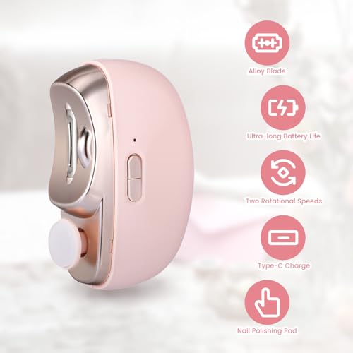 3 in 1 Electric Nail Clipper for Seniors, Baby Nail Trimmer Electric Automatic Trimmer, Safe Electric Toenail Clippers Nail File Tools for Adult, Manicure Kit Grinder with Polishing(Pink) - size: Pink