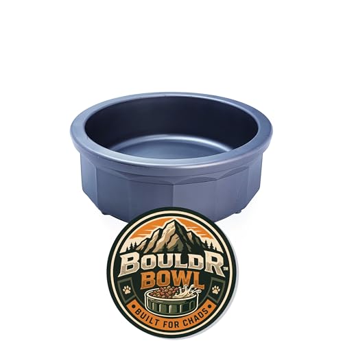 Pet Crock Bowl – Thick Durable Plastic Non-Tip Food & Water Dish for Dogs, Cats & Small Animals – Indoor/Outdoor – Chew Resistant, Easy Clean (Blue, Medium 16oz) BouldrBowl by Healthy Surplus® - color: Blue, size: 2 Cups (16oz)