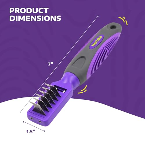 Hertzko Dematting Comb for Dogs Grooming Tool for Long and Short Haired Pets - Matted Cat Fur Remover for Small Dogs, Cats, and Rabbits - Tangle and Knot Remover Brush - size: 6 Teeth