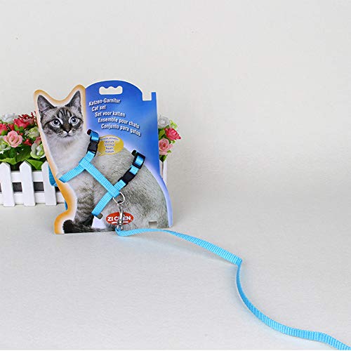 2 Pack Cat Harness and Leash | Adjustable Halter Harness with Nylon Strap, Safety Rope Leads for Kittens | Orange & Light Blue Color Set, Comfortable Escape-Proof Design