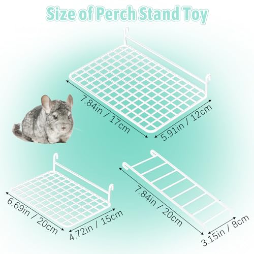 BNOSDM Rat Cage Platform with Ladder 4 PCS Small Animals Cage Accessories Metal Guinea Pig Climbing Toy for Sugar Glider, Chinchillas, Squirrel, Gerbils, Mouse Standing Jumping - color: White