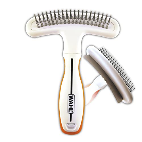 Wahl 2-in-1 Combination Double Row Pet Rake with Hair Shedding Blade | De-Shed And Detangle Dog Or Cat Fur With One Combo Tool, The Brand Used By Professionals – Model 858424 - size: 1 Count (Pack of 1)