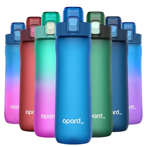 Opard Zip 20oz Plastic Water Bottle Dishwasher Safe, Leakproof Flip-Top Lid, BPA Free Tritan, Wide Mouth Reusable Kids Water Bottle for School Hiking Commuting Outdoor Travel and Gym - color: Ice Blue, style: 20 oz - Fast Flow