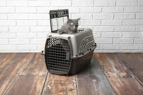 Petmate Dog Crates for Small Dogs & Cat Carriers, Two-Door Plastic Pet Kennel, Top & Front Loading, Made in USA, 24" For Pets Up To 15 lb, Pearl Tan | Plastic pet kennel made in USA, for small pups and kittens, dual entry design, great for travel and vet