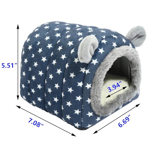 Hedgehog Bed Cave Hideout Hedgehog Accessories Hedgehog House, Hamster Small Animals Cage Supplies Warm House (Blue) - color: Blue