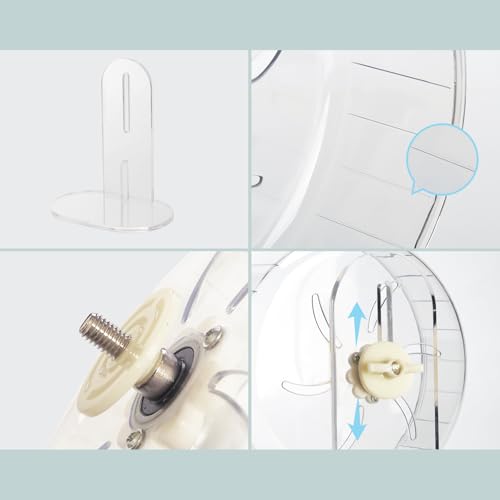 Silent Hamster Exercise Wheel - Hamster Toys Cages Accessories 7.9 Inch Running Spinner with Adjustable Stand Quite Runner for Small Animal Pet Gerbil Dwarf Syrian Hedgehog Rat Mouse Mice - size: 7.9 inch with acrylic stand