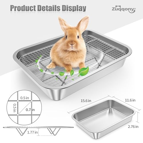Stainless Steel Exotic Pets Potty Mesh With Tray Type Excrement Collector Metal Mesh Tray Type Small Animal Toilet Trainer Suitable for Rabbits Guinea Pigs Squirrels Ferrets Hedgehogs Hamsters