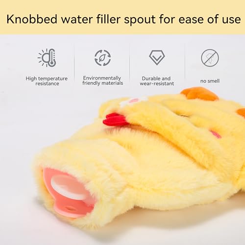 Duck Rubber Hot Water Bottle with Soft Removable Knit Outer Lid, Super Quality Classic Rubber Hot and Cold Water Bottle with Cute Image Hand Feet Warmer and Shoulder Pain Relief - style: RSD-Hot-Duck
