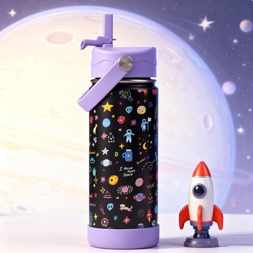 Space Kids Insulated Water Bottle - Bulk Stainless Steel Water Bottles for School Travel Leak Proof Vacuum Metal (Astronaut, 18 Ounces) - color: Astronaut