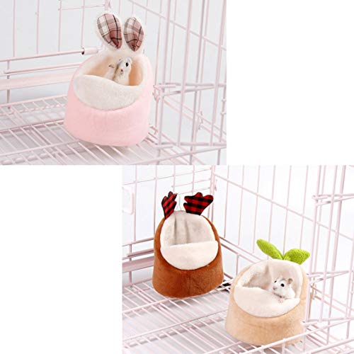 Soft Small Pet Bed, Hamster Nest Pouch Cute Mouse House Hammock Sugar Glider Hideout Cage Accessories, Bedding for Gerbil Degu Golden Bear Hedgehog