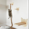 Weysat 2" x 4.92 ft Cat Climbing Rope with 2 Jumping Platform Wall Mounted Thick Jute Cat Scratching Post Furniture Wall Climbing System for Kittens & Large Cats(Wood,Kitten Head) - color: Wood, style: Kitten Head