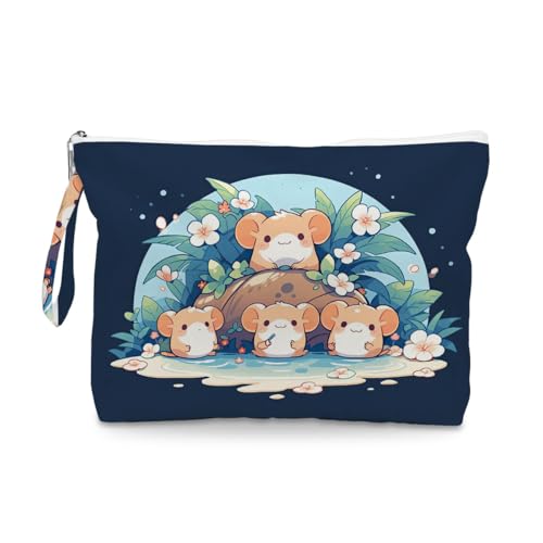 ENGVZ Wet Dry Bag, Waterproof Travel Pouch, Large Zipper Bag For Swimsuits, Diapers, Toiletries, Makeup, Women And Girls Cute Hamster Family In Tropical Flowers - color: Mouse