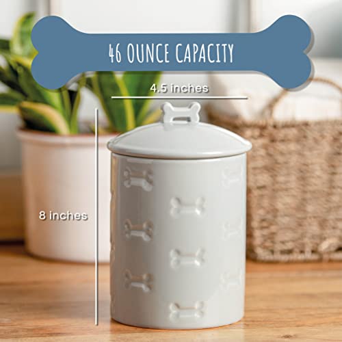 Dog Treat Jar - Ceramic Dog Treat Container 1.4 Qt (Manor Blue) | Treat Jar with Lid, Keeps Treats Fresh | Stylish Storage Container | Easy-Clean, Dishwasher Safe - color: Blue