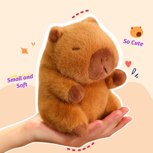 Ditucu Palm-Sized Capybara Stuffed Animals Cute Soft Plush Doll Small Capibara Plushies Toys Gifts for Kids Brown 5 inch - style: Capybara