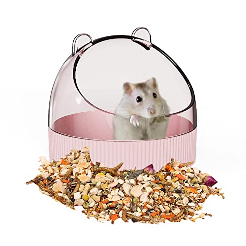 Cute Hamster Food Bowl Hedgehog Dish for Dwarf Hamsters, Syrian Hamsters, Gerbils, Mice, Rats, Small Animals, Pink - color: Pink