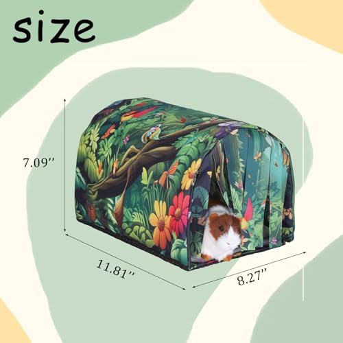 IBWell Guinea Pig Hideout Tunnel with Curtains Cute Forest Bunny Hideaway for Cage Accessories Washable Soft Hedgehog Hides and Houses - color: forest