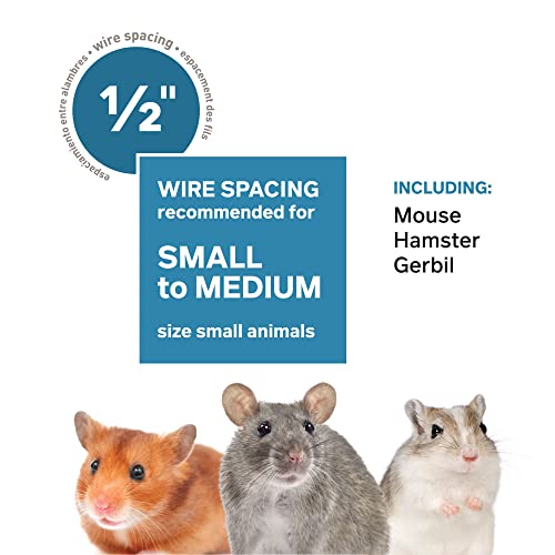 Prevue Pet Products Hamster Medium Haven - Multi-Level Small Animal Cage with Platforms, Ramps, Hideaway & Exercise Wheel, Indoor Habitat for Hamsters, Gerbils & Mice - Blue