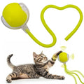 Interactive Cat Dog Toy Ball with LED Light, Automatic Rolling(Yellow) | String Tail and LED Light Design, Motion Activated, Suitable for Interactive Indoor Pet Play and Exercise - color: Yellow