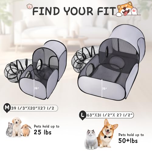 TailTastic Cat Playpen,3-in-1 Surround Tunnel for Indoor & Outdoor Use | outdoor cat tent,breathable mesh,pop-up folding design,and Medium/Large sizes for cats and small animals