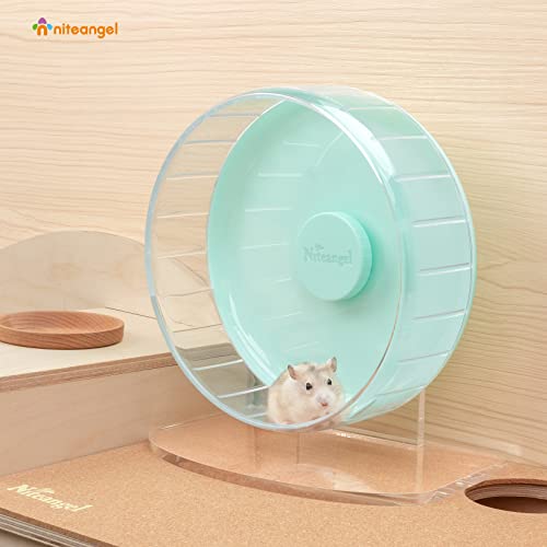 Niteangel Super-Silent Hamster Exercise Wheel: Quiet 8.2 inch Running Wheel | Can 9.1-11.8" Adjustable Height - No Bend Back Spinner Running for Dwarf Syrian Hamster Gerbils Mice Or Other Small Animal - color: Mint Green, size: Small