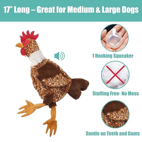 SPOT Skinneeez Chicken 17" Stuffing-Free Plush Dog Toy with Honking Squeaker – Soft, Floppy & Mess-Free Interactive Toy for Medium & Large Dogs – Ideal for Light & Moderate Chewers - style: Chicken