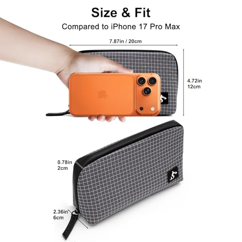 simtoper Small Electronics Organizer Travel Case – Slim Travel Cable Pouch for Small Tech Accessories, Cords, Chargers, Earbuds – Lightweight Mini Tech Bag for Backpack, Business, Travel - color: Black Plaid, size: Small