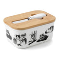 Cute Cat Kitten Print Ceramic Butter Dish with Bamboo Lid & Butter Knife, Covered Butter Container, Butter Keeper Fits Standard Western Butter Stick for Kitchen Countertop Fridge Storage - color: funny cat