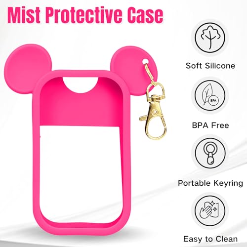 Mouse Design Silicone Case Compatible with Touchland Hand Sanitizer Spray 1 fl oz, Silicone Protective Case Holder with Keychain for Power Mist and Glow Mist, Rose Red - color: Rose Red