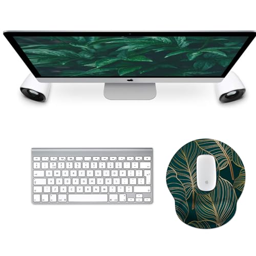 Mouse Pad with Wrist Rest, Comfortable Computer Mousepad with Gel Wrist Support Smooth Surface and Non-Slip PU Base for Pain Relief, Laptop, Office & Home (Tropical Plants) - color: 03Tropical Plants