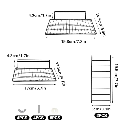 4 PCS Hamster Climbing Platform with Ladder, 2-Tier Stainless Steel Small Animal Playground Climbing Toy for Dwarf Hamster Sugar Glider Mouse Rat Gerbil Guinea Pig Chinchilla Parrot