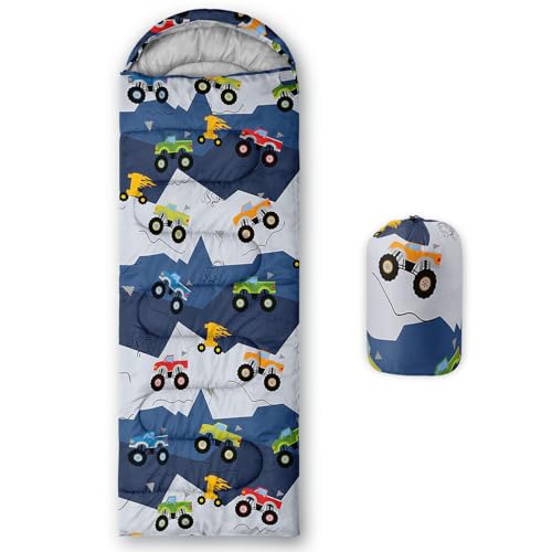QOOMO Camping Sleeping Bags,3 Season Warm & Cool Weather,Lightweight,Waterproof Sleeping Bags for Adults & Kids,Traveling,and Outdoors,Camping Gear Equipment - color: Truck 8