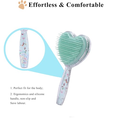 Small Dog Brush, Soft Dog Grooming Comb for Shih Tzus, Yorkies, Maltipoos, Maltese, Love Shape Puppy Massaging Pet Hair Brush, Cat Brush, for Small Dogs Cats of All Hair Types (Sky Blue) - color: Sky Blue