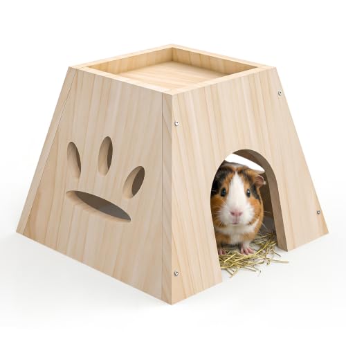 XiaZ Guinea Pig Hideout,Cute Guinea Pig House,Sturdy Small Animal House with Large Front Cave, Side Ventilation Holes, Thick Durable Wood,Habitat Hideout for Dwarf Rabbit, Hamster, Chinchilla - size: style1:7.5 x 9.4 x 9.4 inches
