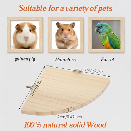 6.7 Inch Fan-Shaped Perch Bird Platform, Natural Wood Flat Perches for Bird Cages, Parrot Perch Corner Stand, Small Parrot Stand Animal Cage Accessories for Hamsters Gerbils