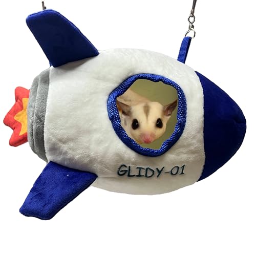 Warm & Cozy Hanging Bed, Rocket Nest Plush for Sugar Glider, Dwarf Mice, Gerbil, Squirrel, Marmoset and Small Animals