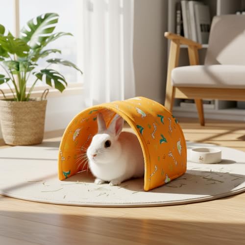 BreezeHug 4 Pcs Guinea Pig Tunnel Foldable Rabbit Hideout Washable and Soft Bunny Hide House Ferret Tunnel Toys Cage Accessories for Small Animal Hamster Hedgehogs Chinchilla(Forest Animals) - style: Forest Animals
