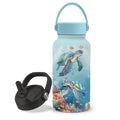 25oz Turtle Water Bottle with Straw Lid & Direct-drink Lid - Sea Turtle Stainless Steel Water Bottles, BPA-free Leakproof Under the Sea Sports Waters Bottle for Office Travel, Gifts Cup for Sea Lover - color: Turtle