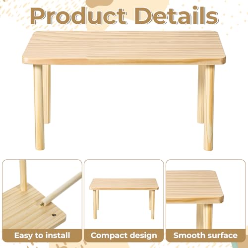 Hamster Play Wooden Platform, Hamsters Wooden Platform with Legs Play Decor Cage Accessory Waterproof Standing Surface Small Animal Wood Stand for Dwarf Syrian Hamster Gerbil Rat Mice Degus