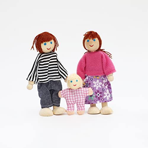 ONEST 15 Pieces Wooden Dollhouse Family Set Mini People Figures Sets Dollhouse Dolls Wooden Doll Family Pretend Play Figures Accessories for Pretend Doll House Toy - style: Cute Style