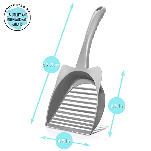 CatGuru Cat Litter Scoop, Jumbo Litter Scoop, Litter Scooper with Deep Shovel & Long Handle, Super Fast Sifter, Durable Kitty Litter Scoop, Cat Stuff, Kitten Supplies (Gray) - color: Gray