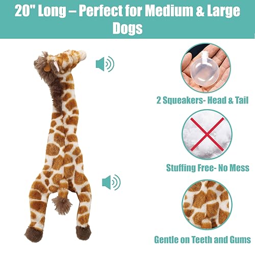 SPOT Skinneeez Giraffe 20 Inch Stuffing-Free Plush Squeaky Dog Toy – Long Interactive Chew Toy for Medium and Large Dogs – Mess-Free Play for Light & Moderate Chewers - style: Giraffe