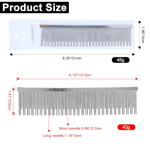 Professional Pet Stainless Steel Comb for Dogs&Cats 6.1in/15.5cm | Long&Short Fine Tooth,Dematting Com for Dogs&Cats,Flea Comb,Pet Grooming Tool,Remove Loose Hair Knots Tangles Dirt Fleas