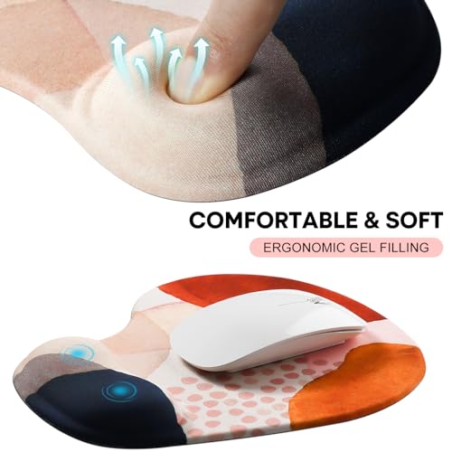 JIKIOU Ergonomic Mouse Pad with Gel Wrist Rest 2 Pack, Portable Small Boho | Upgraded-Prevent Gel Leakage, Ergonomic Design for Pain Relief, Cooling Gel filled, Smooth Lycra Surface, Non-Slip PU Base - color: 07Boho