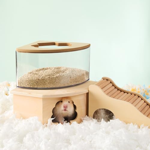 Natural Wooden Hamster Ladder Bridge Climbing Toy for Syrian & Dwarf Hamsters, Gerbils, Mice, and Small Animals Cage Decor and Accessories (Large-9.53") - size: Curved 9.5" x 3.5"