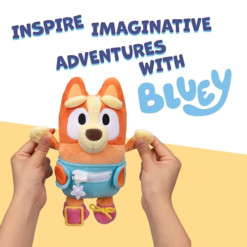 Dress & Play Baby Bingo Plush, Learn to Dress Doll for Toddlers | Button, zip, buckle & tie skills, 10in soft plush; fine motor skill Bluey toy for kids ages 3+ - style: Dress & Play Baby Bingo