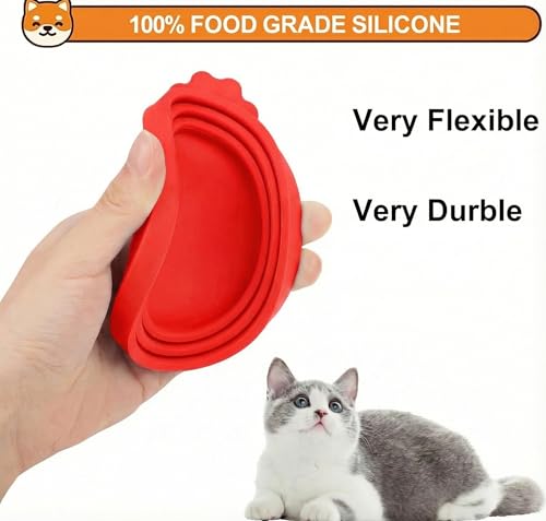 2 Packs Pet Food Cans Lids,Cute Can Lid Dishwasher Safe, Can Covers Most Standard Size Dog and Cat Canned(red) - color: red