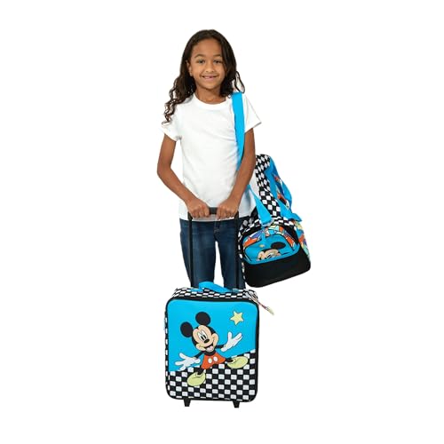 Bioworld Disney Mickey Mouse Polka Dots Youth 4-Piece Travel Set Carry on Luggage - color: DSY Polka Dots
