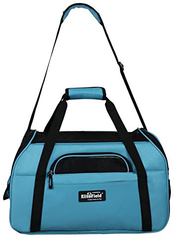 EliteField Soft-Sided Pet Carrier for Cats & Small Dogs (3-Year Warranty) | Airline Approved, Removable Bed & Cover, Built-In Leash, Luggage Sleeve, Seat Belt Loop, Waterproof, Durable, Foldable - color: Sky Blue, size: 21.0"L x 12.0"W x 13.0"H