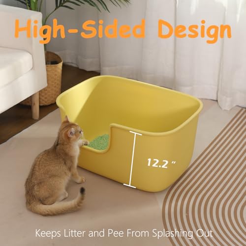 SpaceTime Extra Large Litter Box with High Sides & Low Entry,XL Anti-Splashing Kitty Litter Pan,Jumbo Multi Cat Litter Box,Tool-Free Assembly,Easy to Clean (Grey) - color: Pure Grey